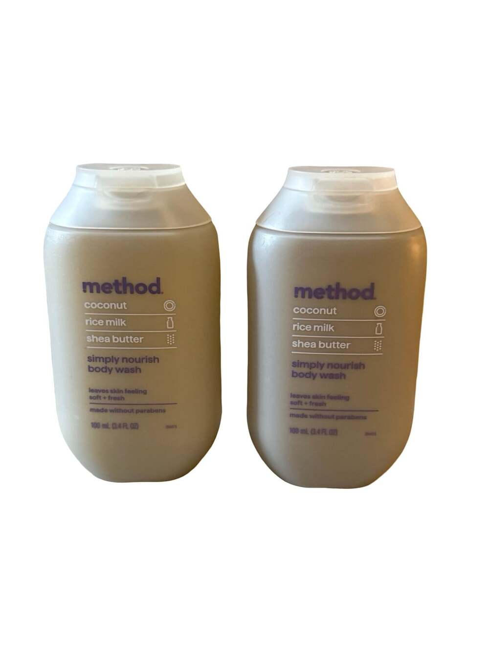 Method Simply Nourish Body Wash Coconut Rice Milk Shea Butter 3.4 oz (Lot of 2)